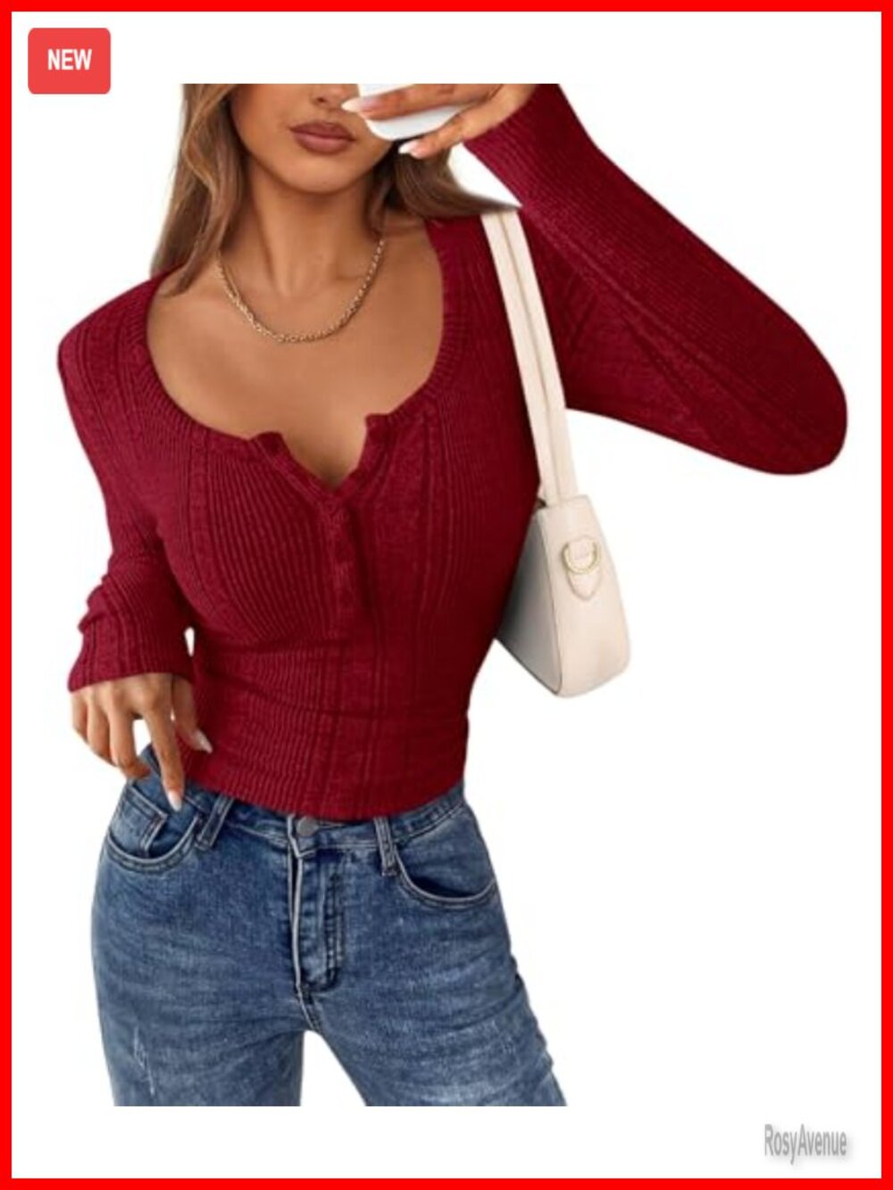 PRETTYGARDEN Ribbed Henley Long Sleeve Top Button Down Shirt